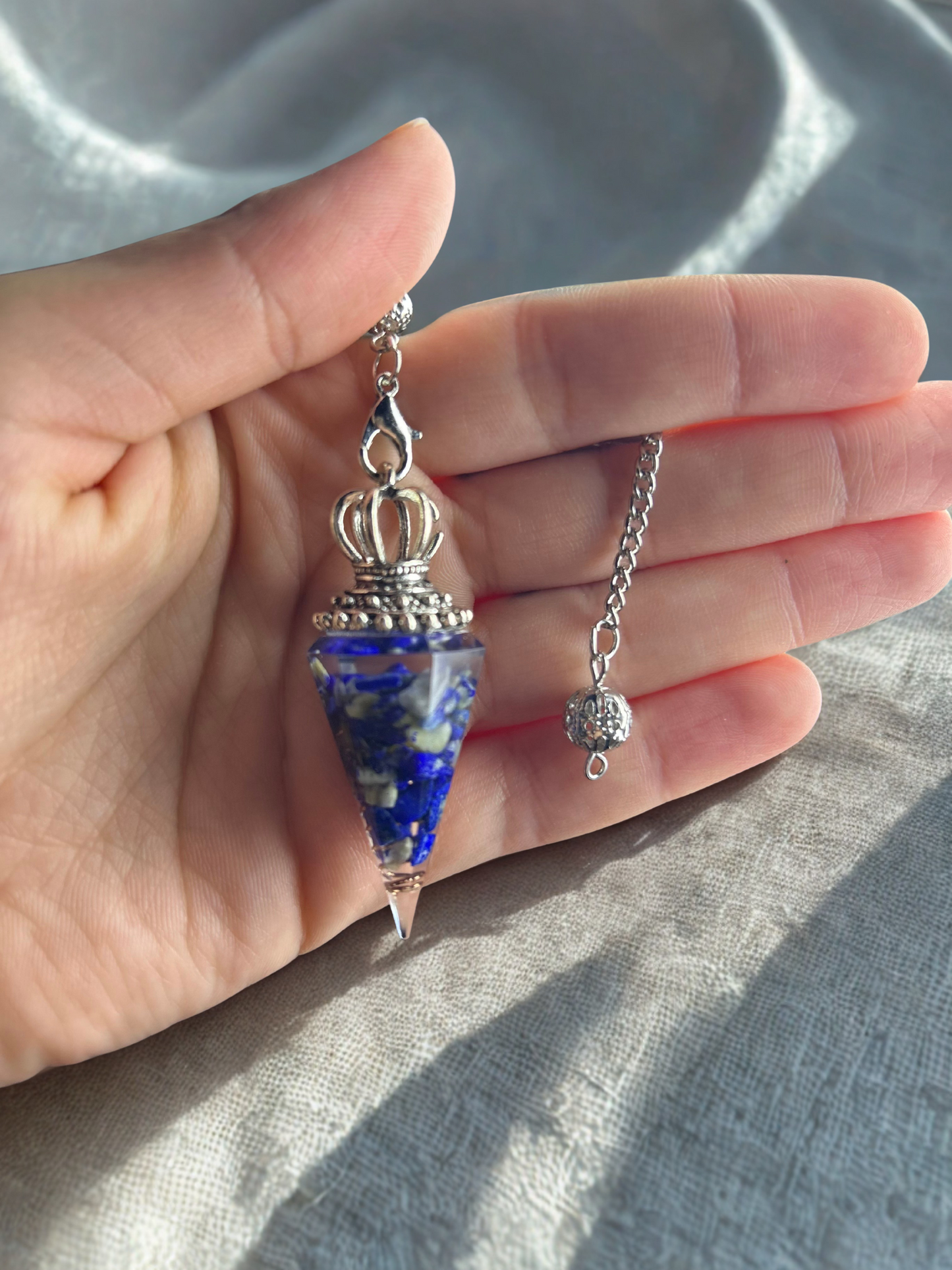 ✨ Pendule Radiesthésie “Mégalite” – Lapis-Lazuli, Intuition & Lien Sacré