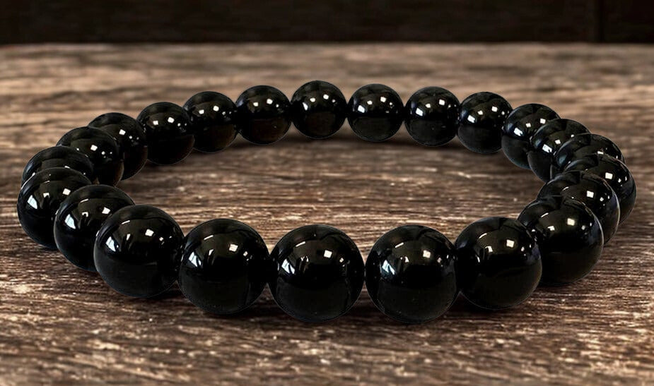Bracelet en Onyx Noir – Perles 8 mm – Certifié par un Laboratoire de Gemmologie