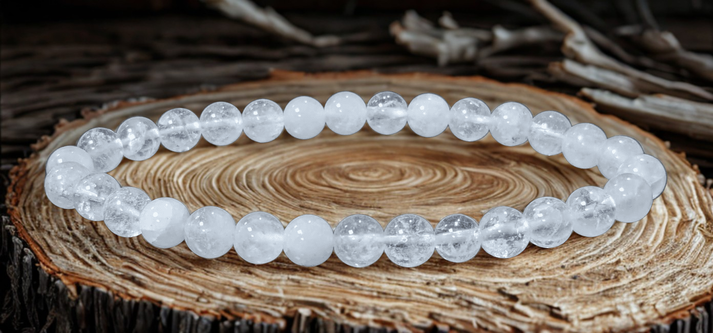 Bracelet en Cristal de Roche – Perles 6 mm ou 8 mm – Certifié par un Laboratoire de Gemmologie
