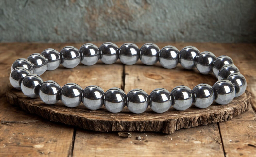 Bracelet en Hématite – Perles 6 mm ou 8 mm – Certifié par un Laboratoire de Gemmologie