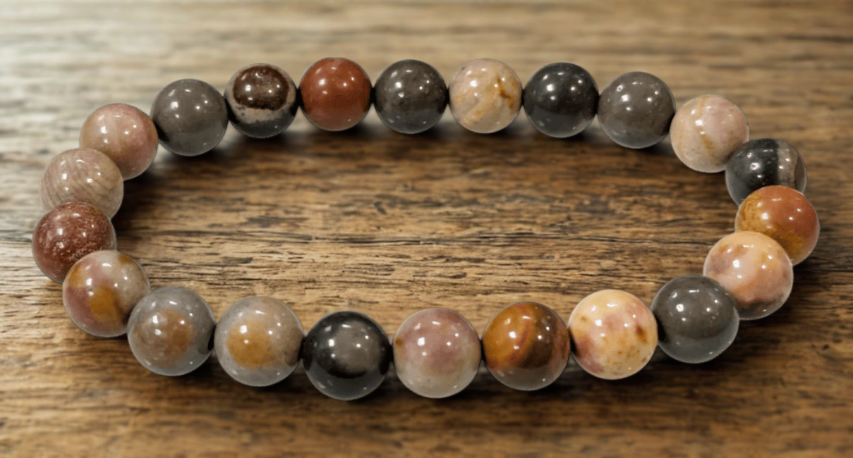 Bracelet en Jaspe Océan – Perles 8 mm – Certifié par un Laboratoire de Gemmologie