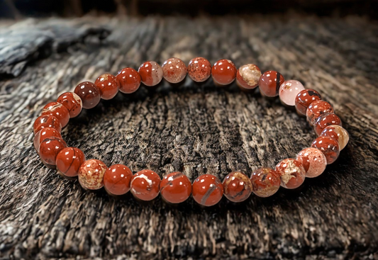 Bracelet en Jaspe Rouge – Perles 6 à 7 mm – Certifié par un Laboratoire de Gemmologie
