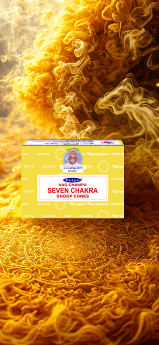 Encens Satya 7 Chakra – Harmonisation & Énergie (12 cônes, 24 g )