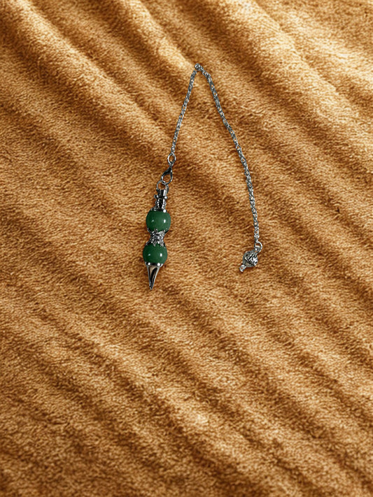 🍀 Pendule “Prosperia” – Aventurine Verte Travaillée, Chance & Abondance