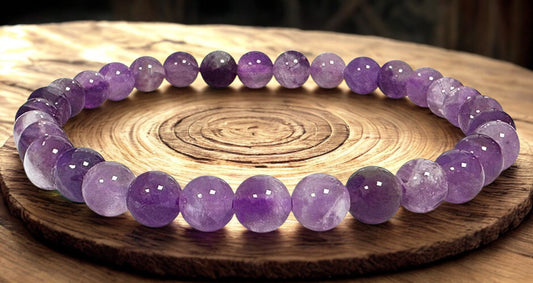 Bracelet en Améthyste Rubanée – Perles 6 à 7 mm – Certifié par un Laboratoire de Gemmologie