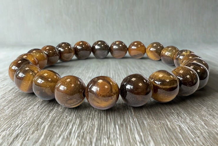 Bracelet en Œil de Tigre – Perles 6 mm ou 8 mm – Certifié par un Laboratoire de Gemmologie