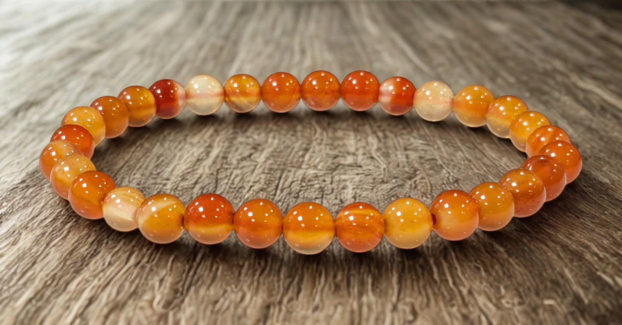 Bracelet en Cornaline – Perles 6 mm ou 8 mm – Certifié par un Laboratoire de Gemmologie