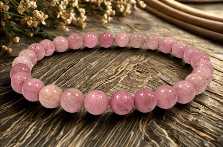 Bracelet en Rhodonite d’Australie – Perles 6 mm – Certifié par un Laboratoire de Gemmologie