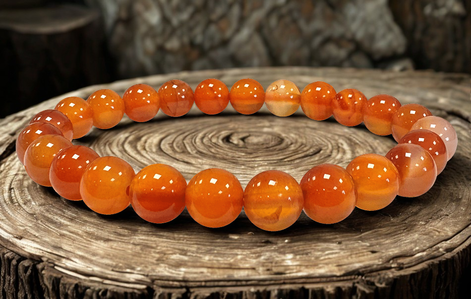 Bracelet en Cornaline – Perles 6 mm ou 8 mm – Certifié par un Laboratoire de Gemmologie