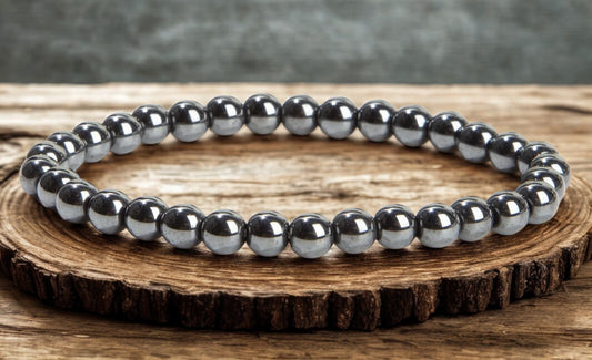 Bracelet en Hématite – Perles 6 mm ou 8 mm – Certifié par un Laboratoire de Gemmologie