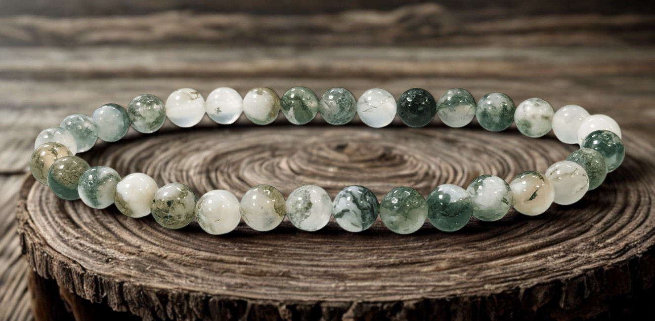 Bracelet en Agate Arbre – Perles 6 mm – Certifié par un Laboratoire de Gemmologie