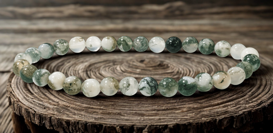 Bracelet en Agate Arbre – Perles 6 mm – Certifié par un Laboratoire de Gemmologie