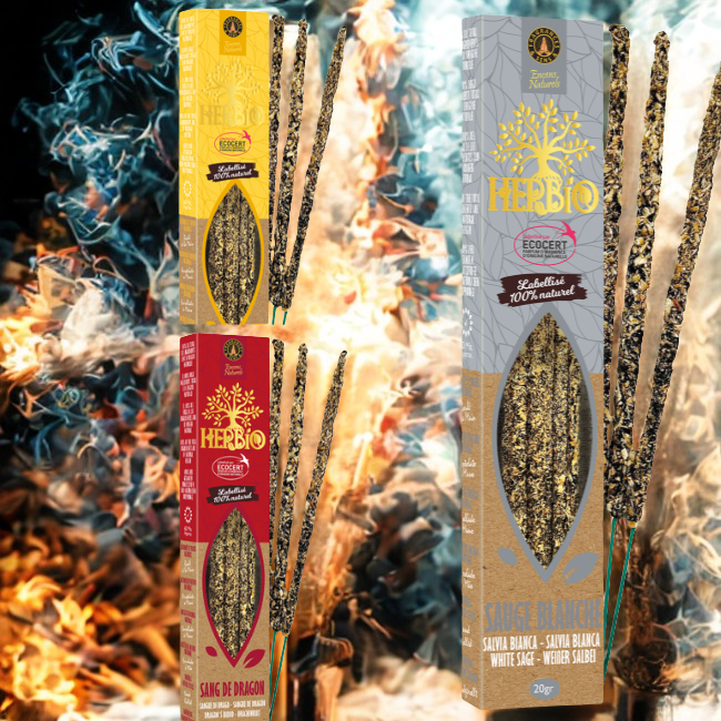 Coffret Encens Purificateurs – Trio Sacré Sauge Blanche, Palo Santo & Sang de Dragon
