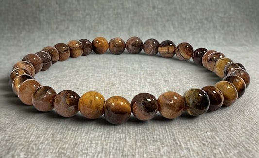 Bracelet en Œil de Tigre – Perles 6 mm ou 8 mm – Certifié par un Laboratoire de Gemmologie