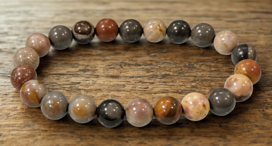 Bracelet en Jaspe Océan – Perles 8 mm – Certifié par un Laboratoire de Gemmologie