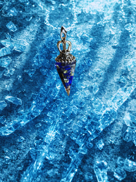 ✨ Pendule Radiesthésie “Mégalite” – Lapis-Lazuli, Intuition & Lien Sacré
